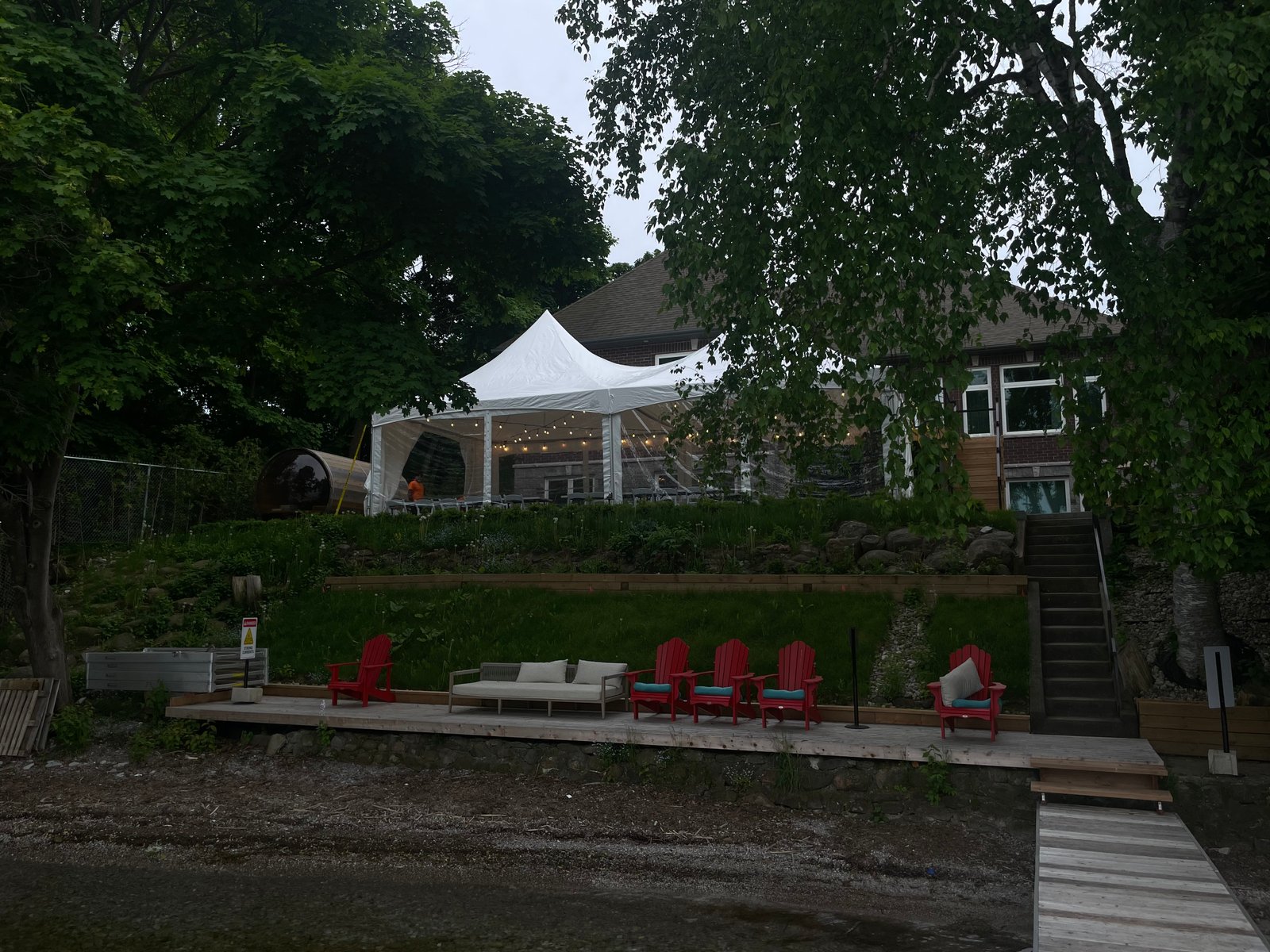 20x40 lakeside tent setup