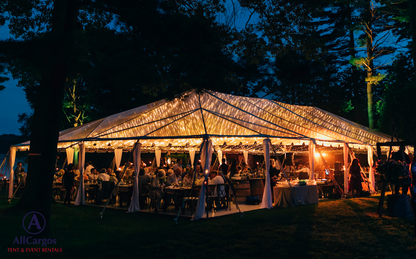 Large clear frame tent rental for weddings and corporate events